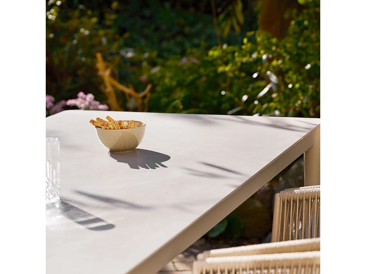 Table de jardin rectangulaire 200cm en aluminium plateau céramique - LUCIDIA
