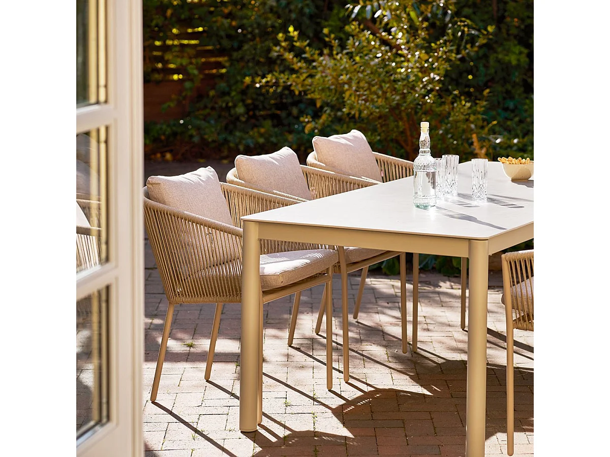 Table de jardin rectangulaire 200cm en aluminium plateau céramique - LUCIDIA