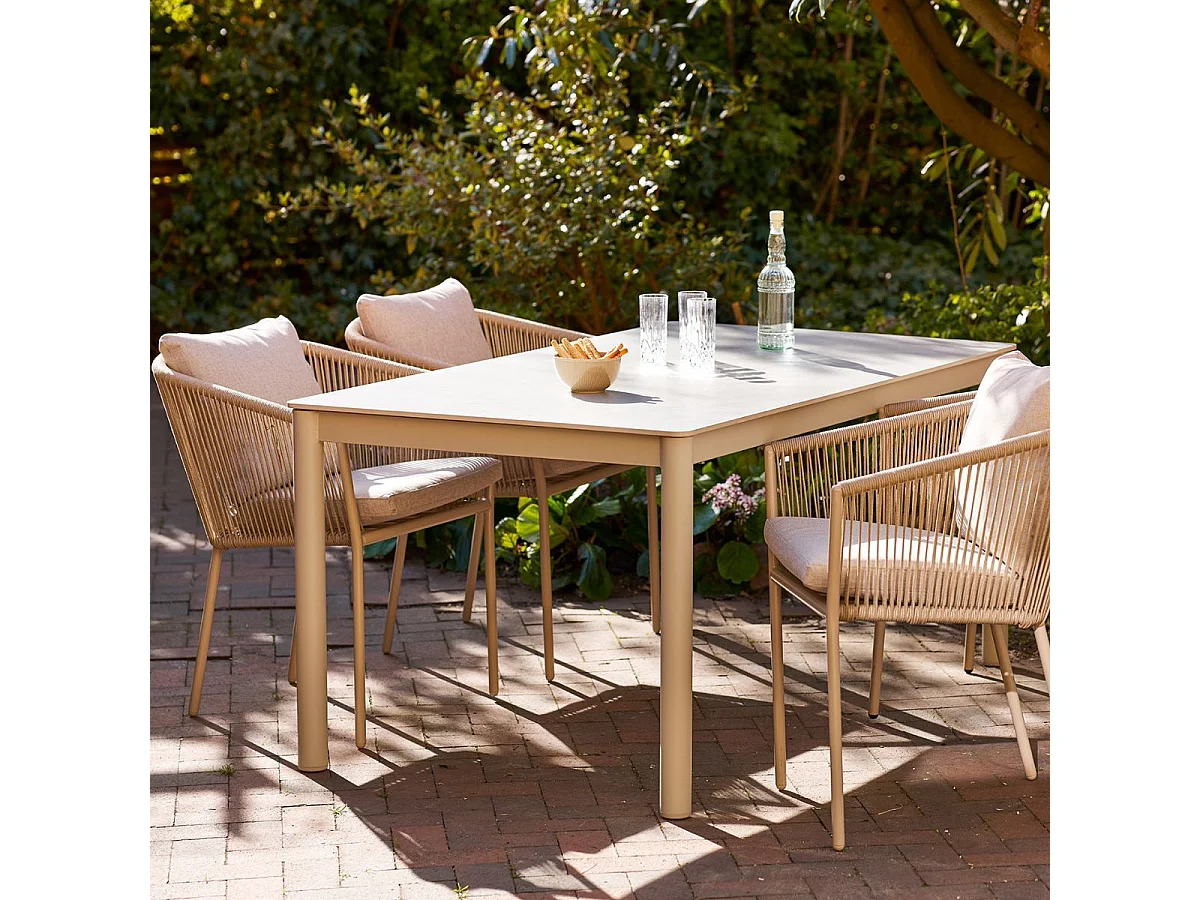 Table de jardin rectangulaire 160cm en aluminium plateau céramique - LUCIDIA