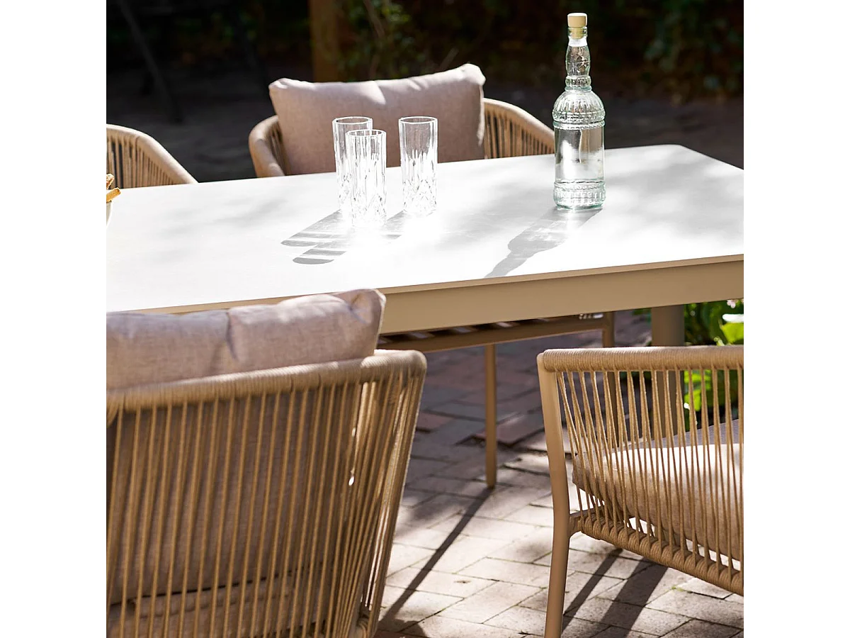 Table de jardin rectangulaire 160cm en aluminium plateau céramique - LUCIDIA