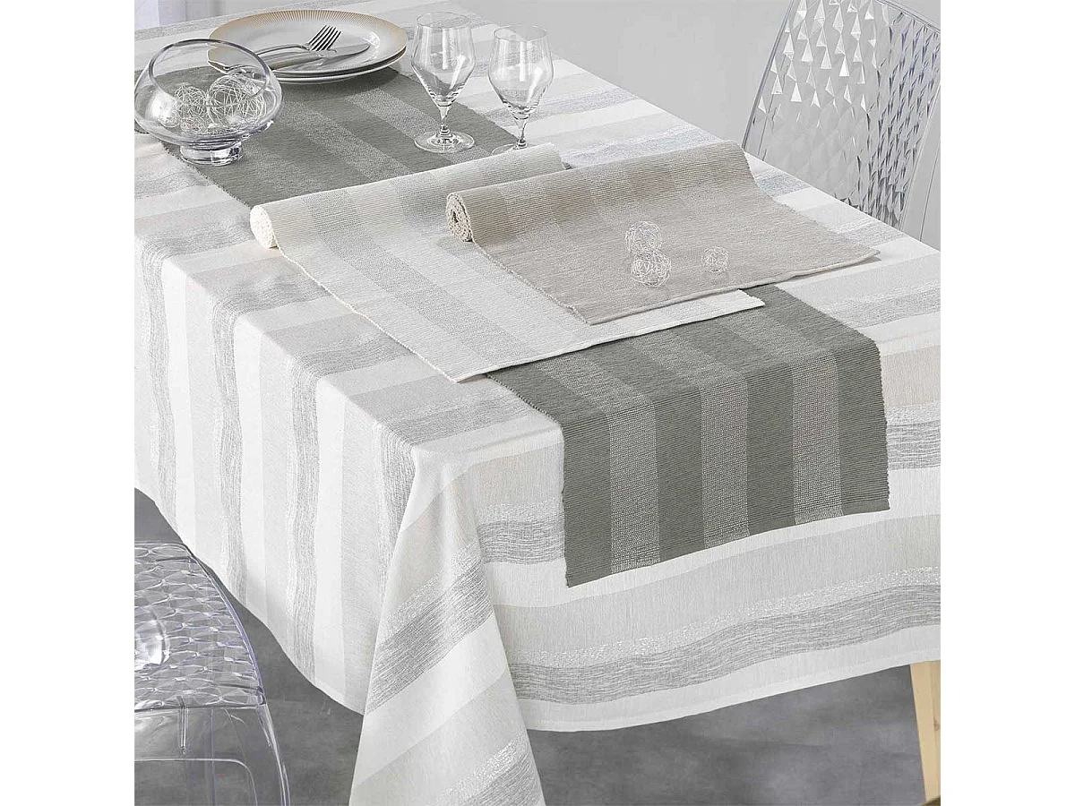 Chemin de Table en Coton "Eldora" 40x140cm Gris