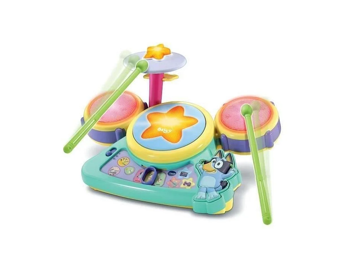 VTECH Bluey Batterie Interactive – Ensemble de batterie électronique multicolore 3–7 ans