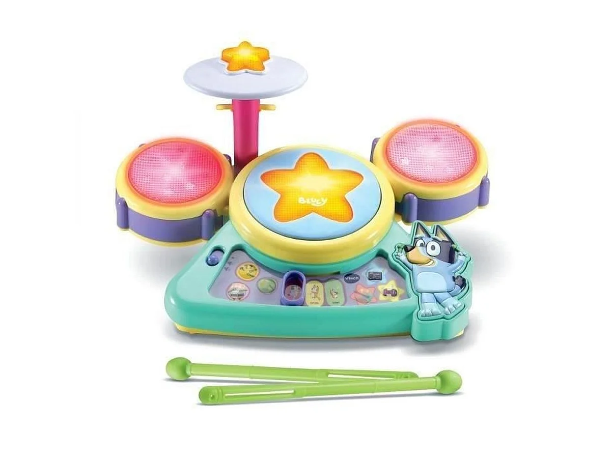 VTECH Bluey Batterie Interactive – Ensemble de batterie électronique multicolore 3–7 ans