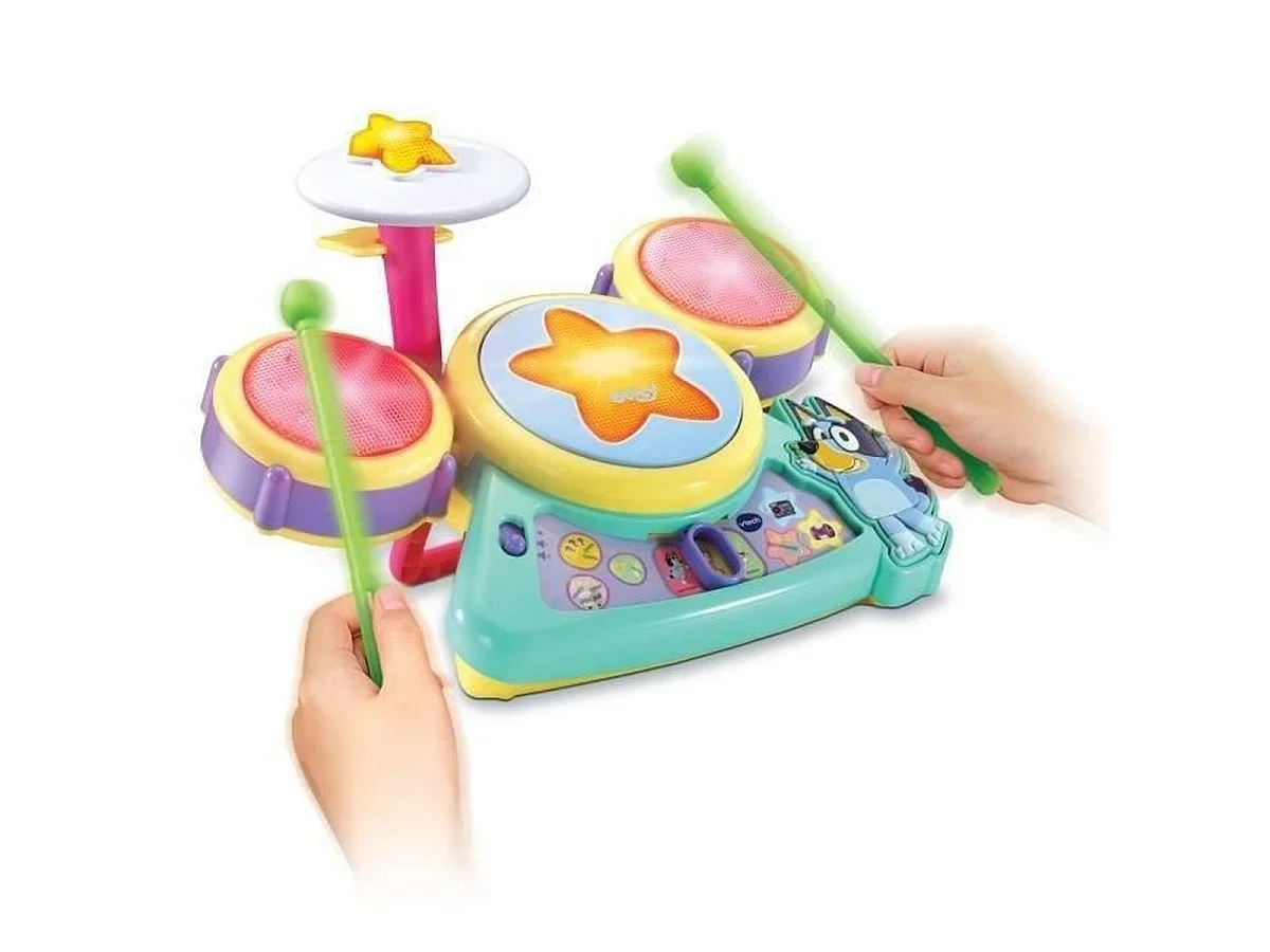 VTECH Bluey Batterie Interactive – Ensemble de batterie électronique multicolore 3–7 ans