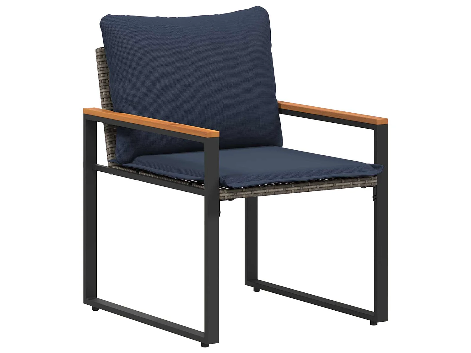 Juegos de muebles con cojín 3 pcs Gris y azul marino Ratán