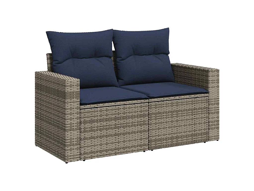 Set de sofás de jardín y cojines 10 piezas ratán sintético gris