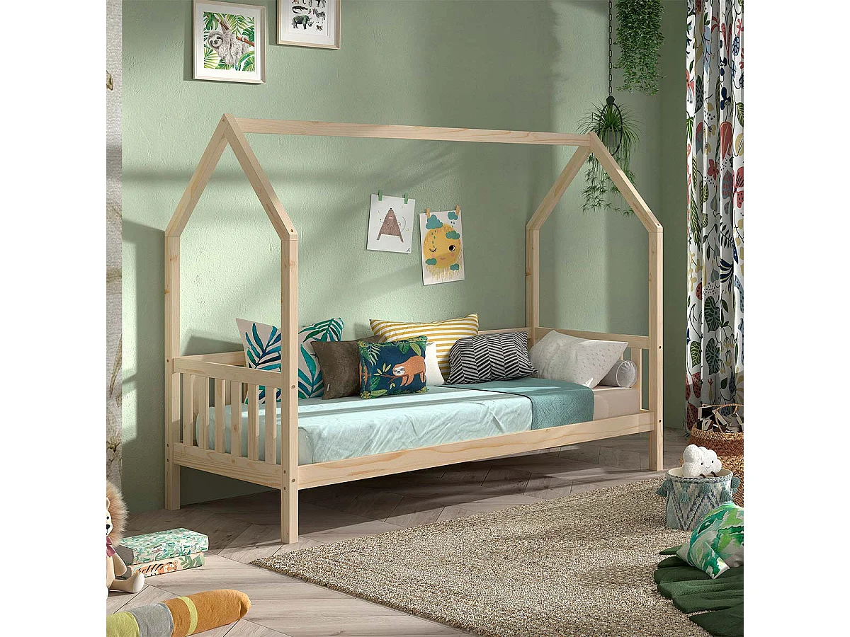 Lit Enfant "Cabane" 90x200cm Naturel