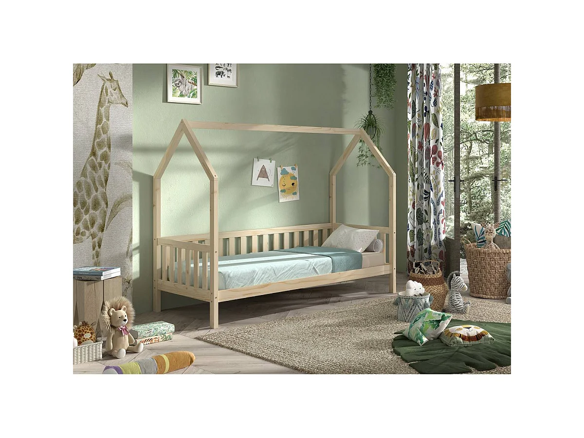 Lit Enfant "Cabane" 90x200cm Naturel