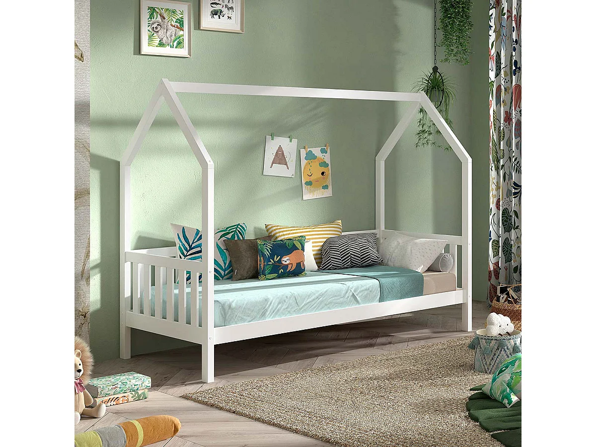 Lit Enfant "Cabane" 90x200cm Blanc