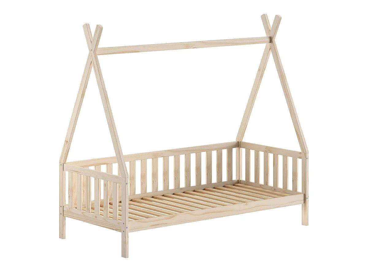 Lit Enfant & Barrière Pin Massif "Tipi" 90x200cm Naturel