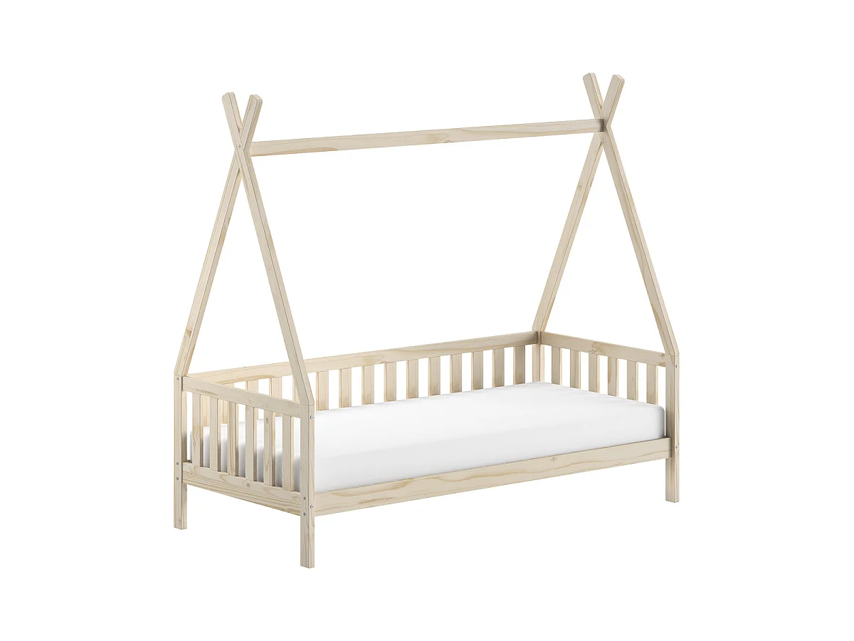 Lit Enfant & Barrière Pin Massif "Tipi" 90x200cm Naturel