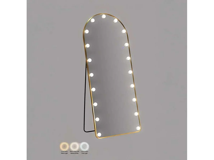Espejo de suelo LED arqueado con luces Hollywood Arco