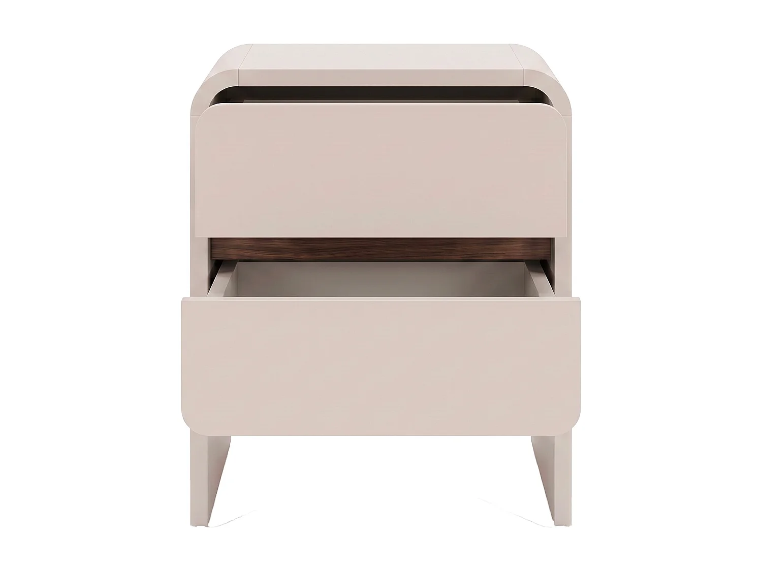 Lot de 2 tables de chevet - 2 tiroirs  - Beige et naturel foncé - DYSARA