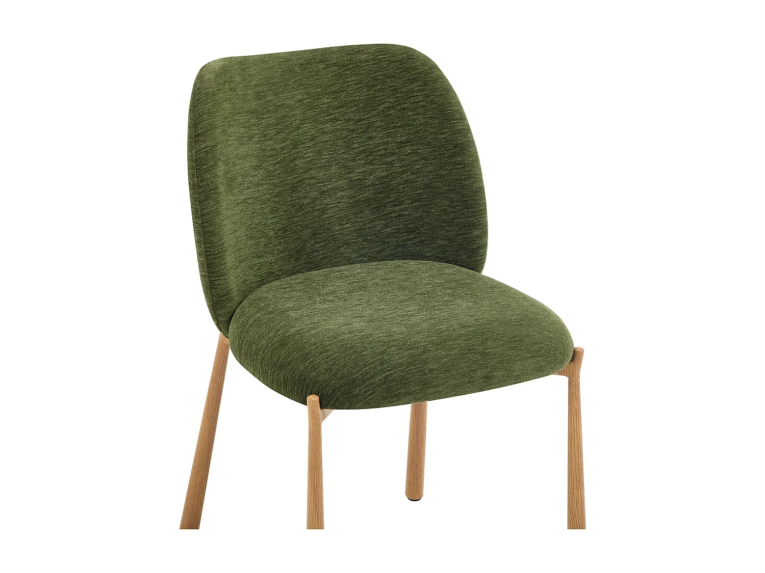 Lot de 6 chaises en tissu texturé et métal effet bois - Vert - JIZAK