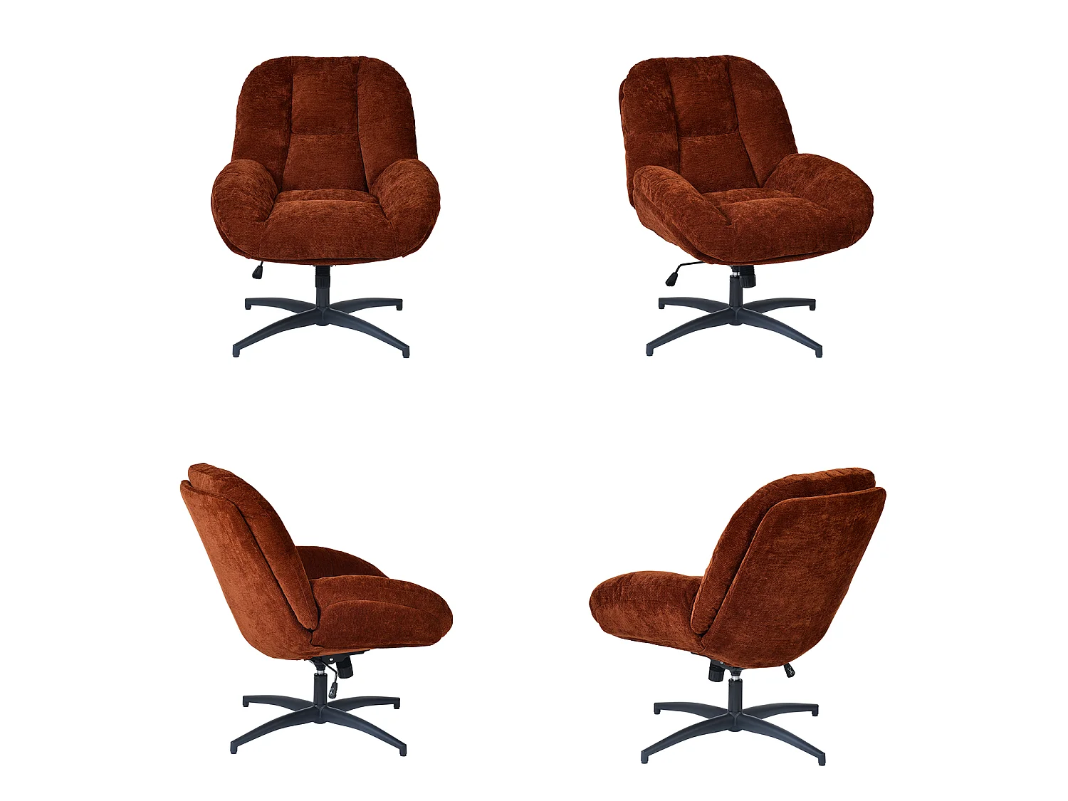 MEUBLES COSY LITHOPSFIX Fauteuil relax rotatif réglable en tissu chenille rouge