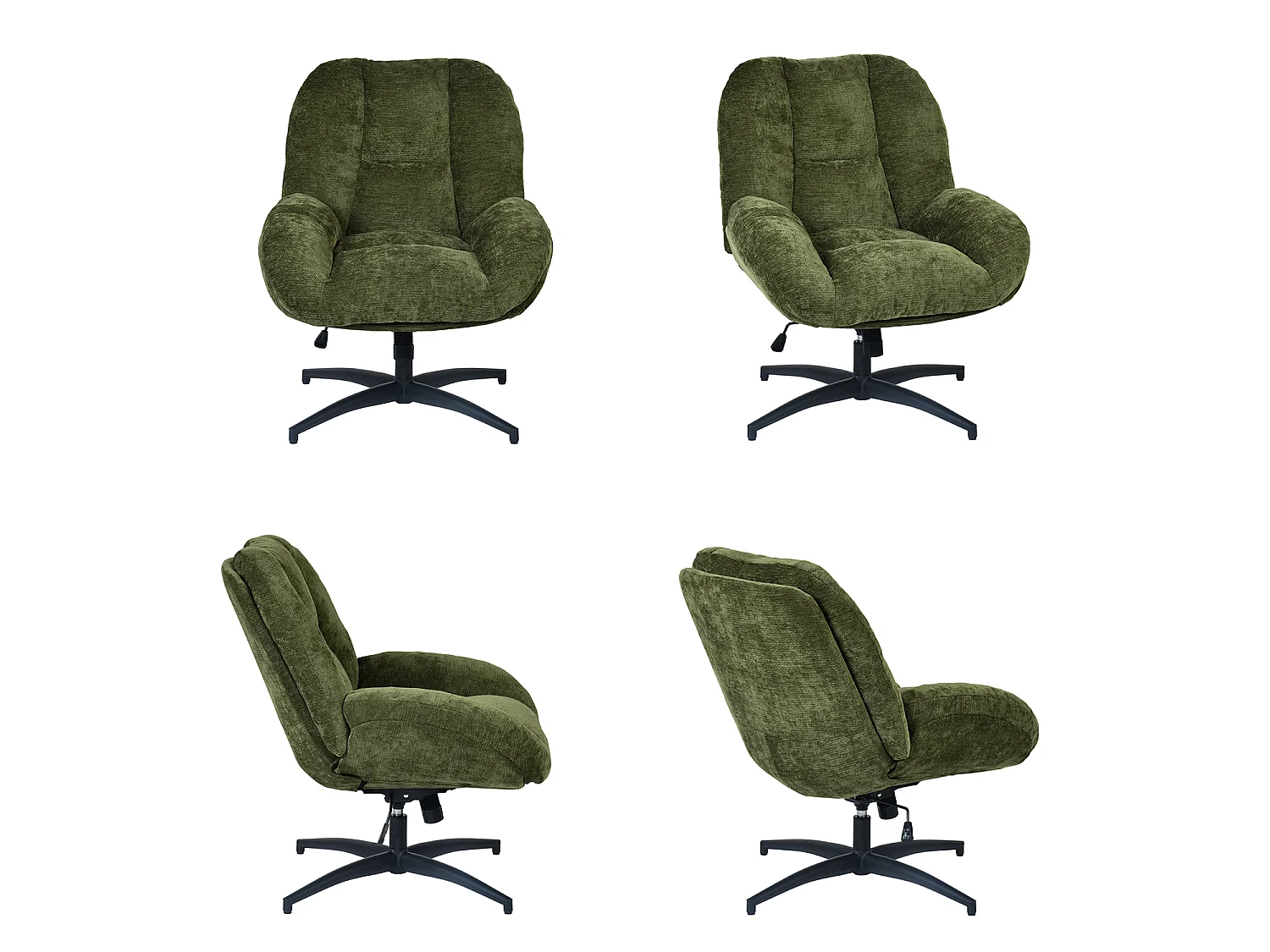 MEUBLES COSY LITHOPSFIX Fauteuil relax rotatif réglable en tissu chenille vert