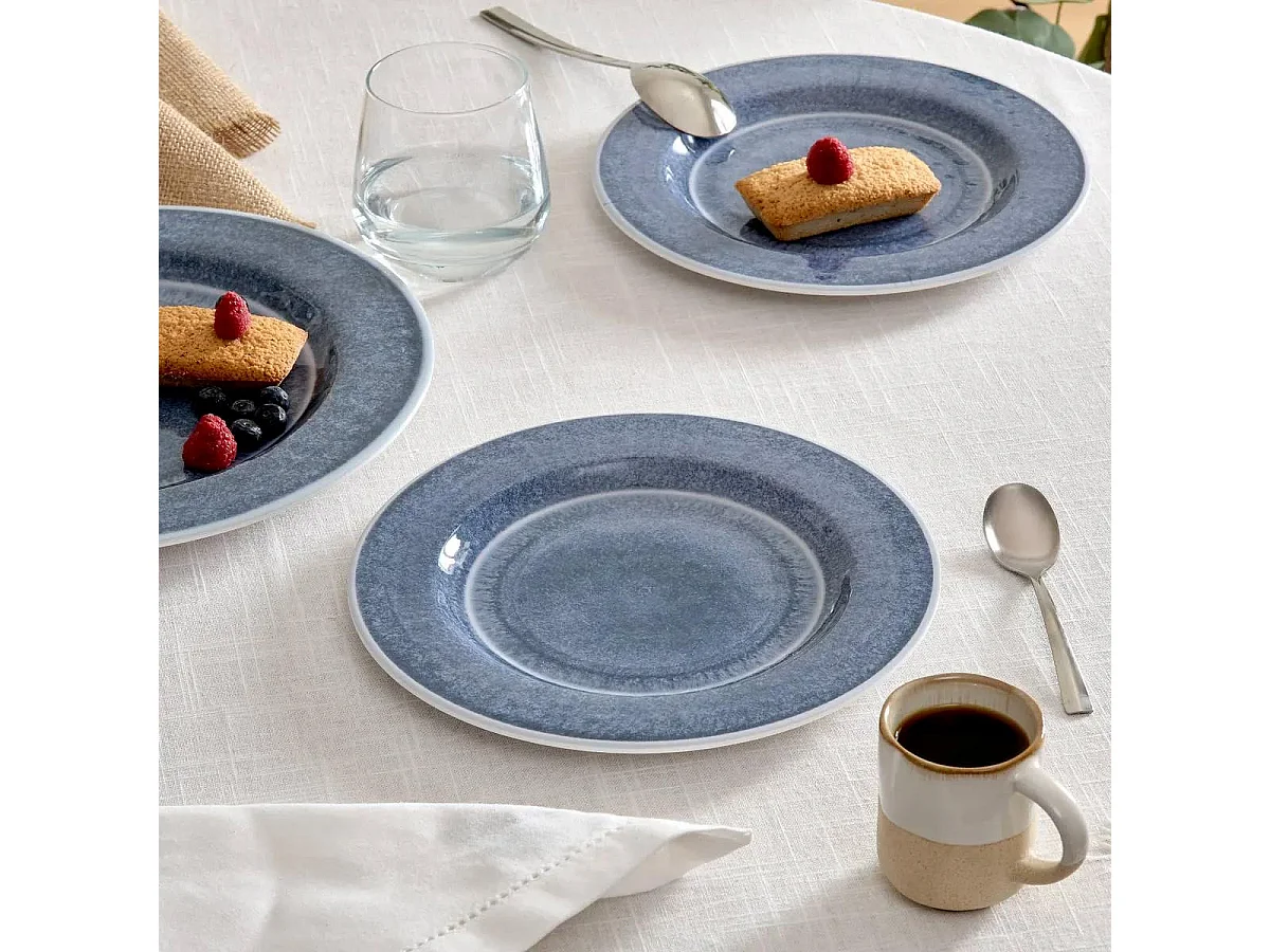 Lot de 6 Assiettes à Dessert "Fanny" 22cm Bleu