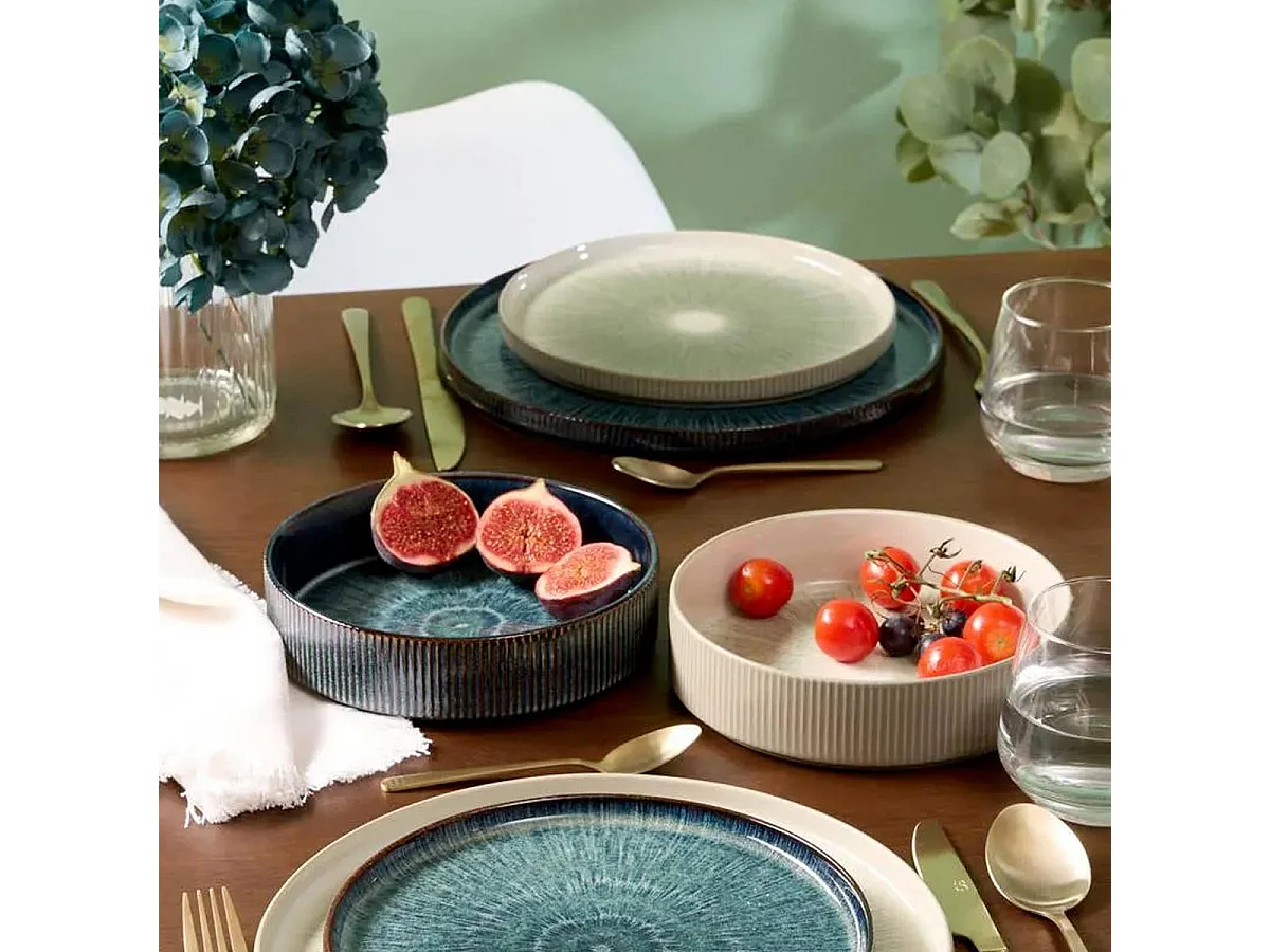 Lot de 6 Assiettes Plates "Eva" 27cm Vert