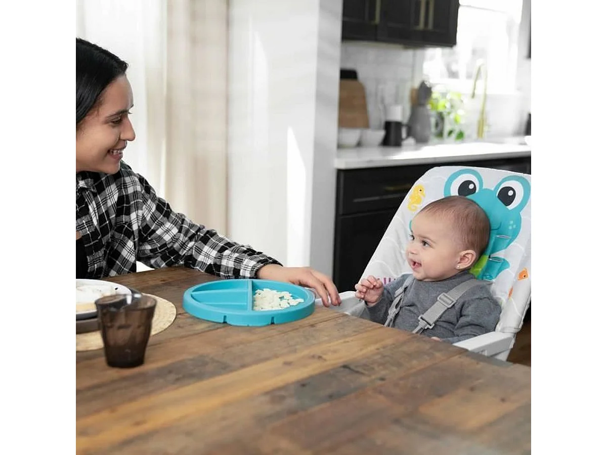 Chaise haute pliante Baby Einstein NEPTUNE avec tapis d'eau sensoriel et assiette sécurisée 3 parties