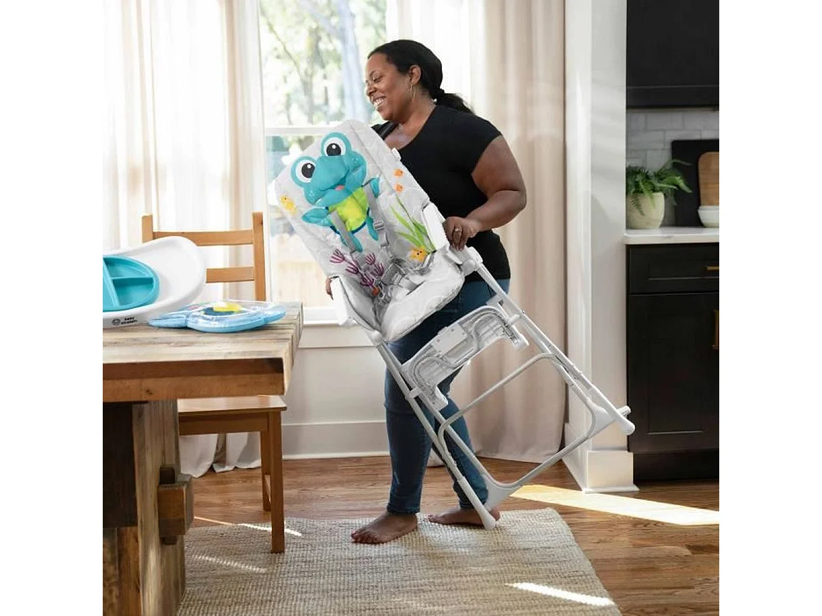 Chaise haute pliante Baby Einstein NEPTUNE avec tapis d'eau sensoriel et assiette sécurisée 3 parties