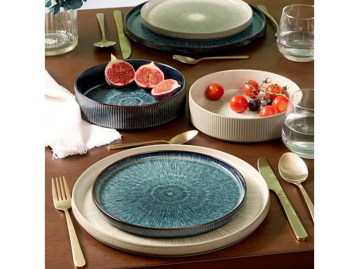 Lot de 6 Assiettes Plates "Eva" 27cm Bleu