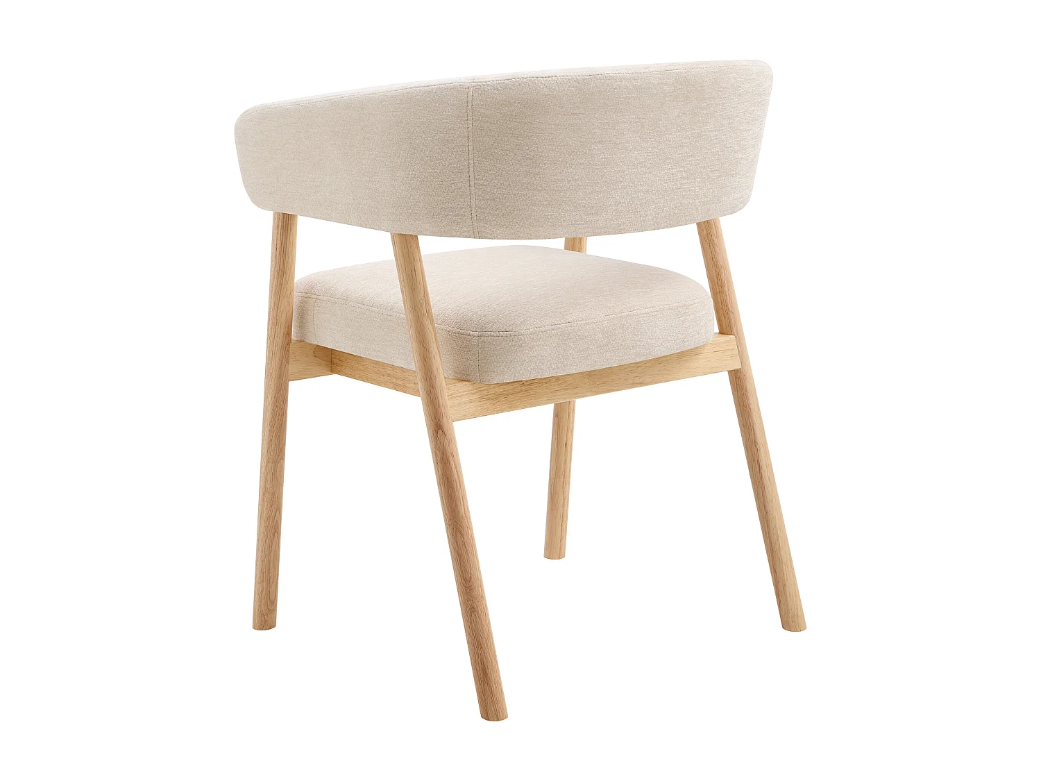 Lot de 6 chaises en tissu et bois d'hévéa - Beige - JORAKA