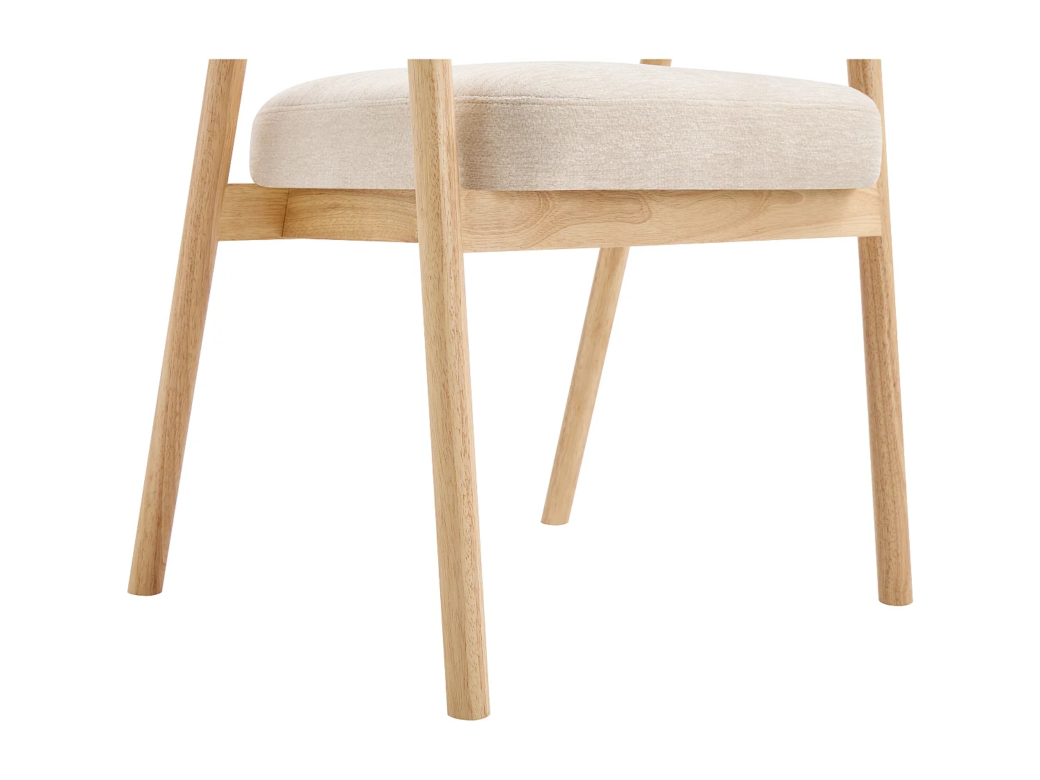 Lot de 6 chaises en tissu et bois d'hévéa - Beige - JORAKA