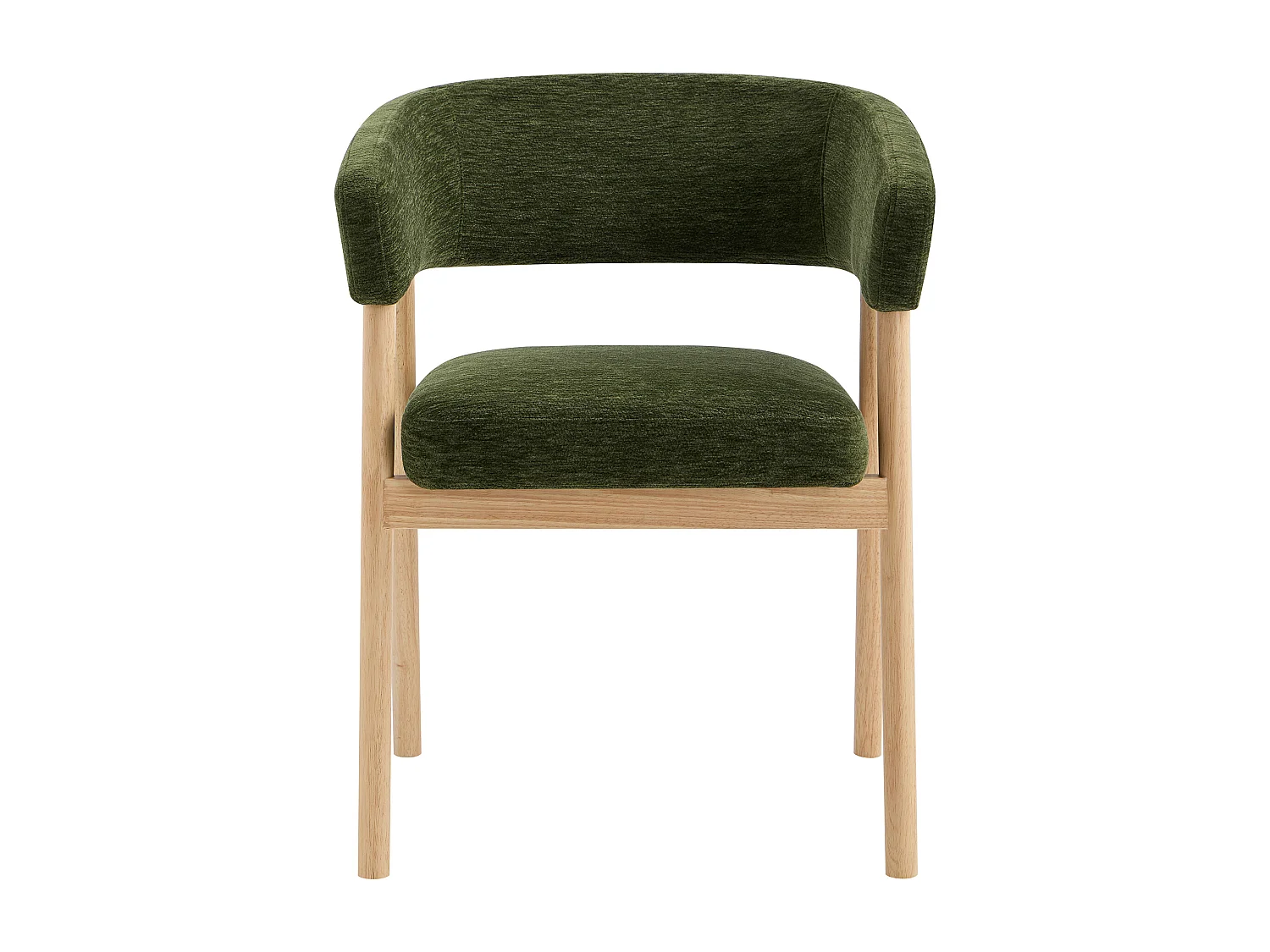 Lot de 6 chaises en tissu et bois d'hévéa - Vert - JORAKA