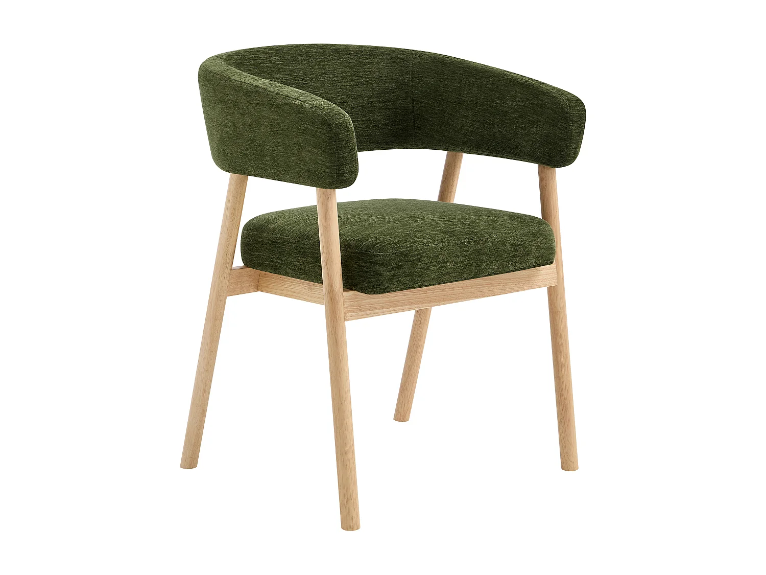 Lot de 6 chaises en tissu et bois d'hévéa - Vert - JORAKA