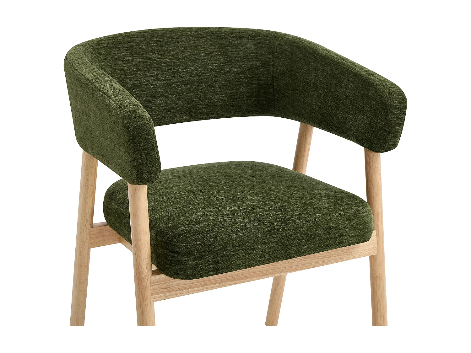 Lot de 6 chaises en tissu et bois d'hévéa - Vert - JORAKA