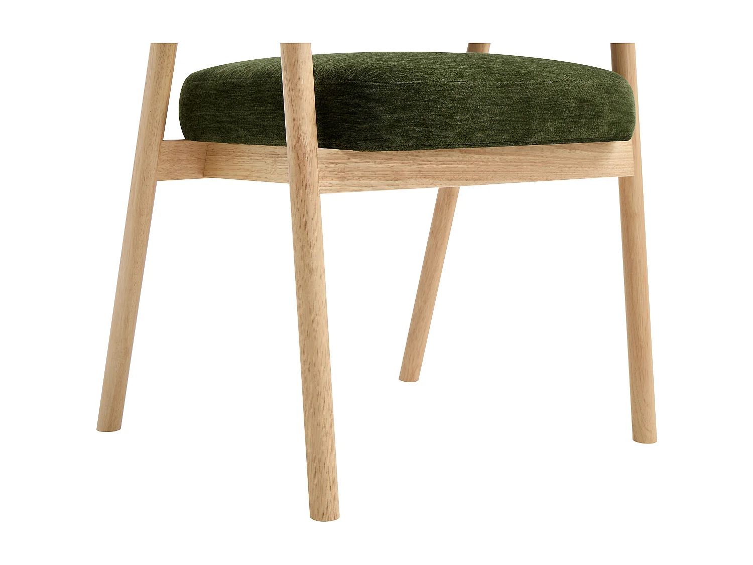 Lot de 6 chaises en tissu et bois d'hévéa - Vert - JORAKA
