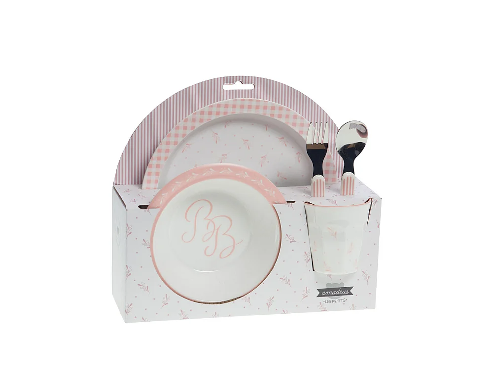 Coffret déjeuner 5 pièces Rose
