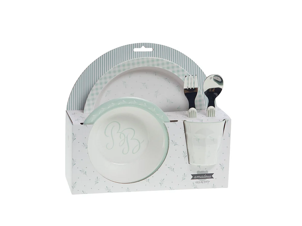 Coffret déjeuner 5 pièces vert amande
