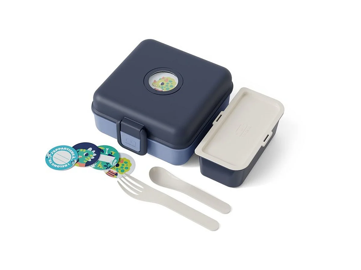 Monbento Snacky Sandwichbox voor Kinderen 850 ml Blauw Infinity met Bestek