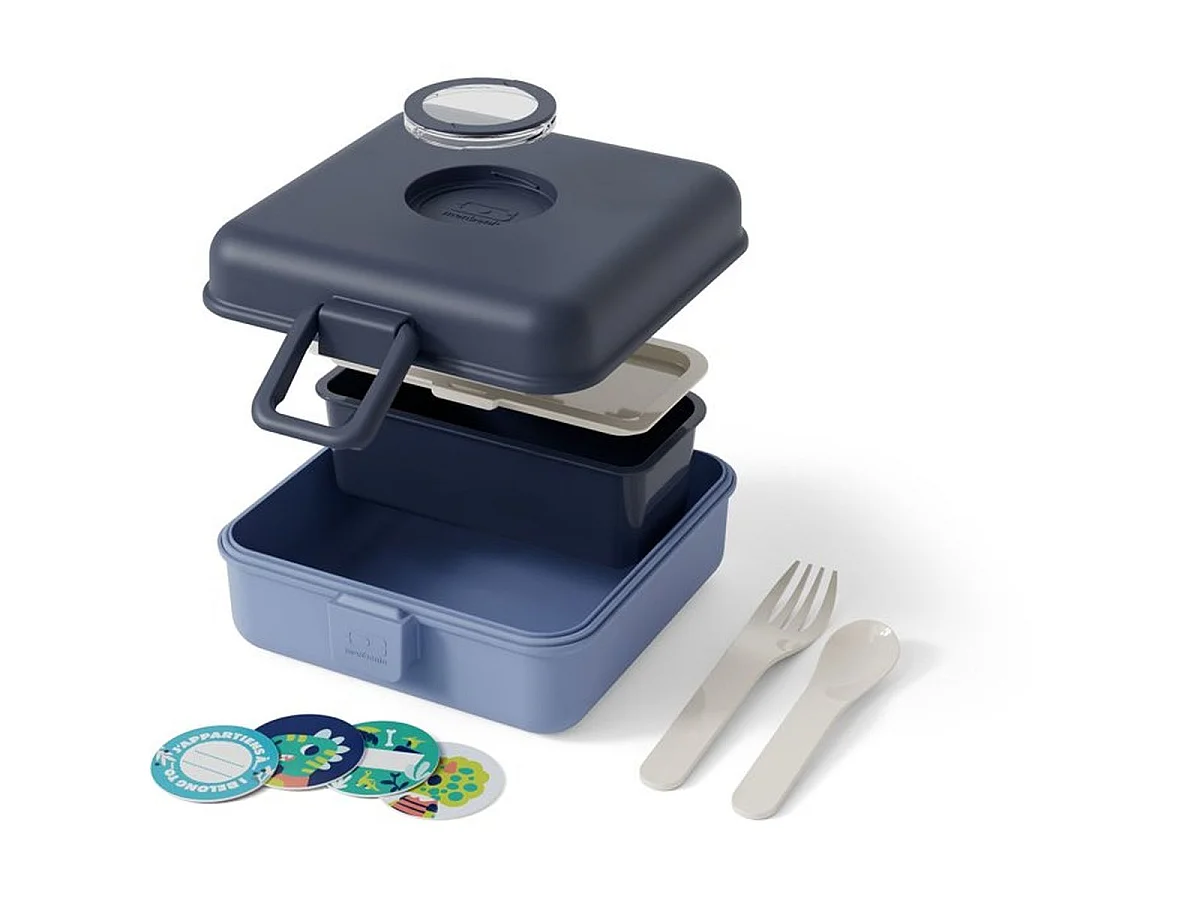 Monbento Snacky Sandwichbox voor Kinderen 850 ml Blauw Infinity met Bestek