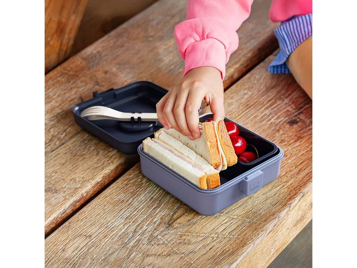 Monbento Snacky Sandwichbox voor Kinderen 850 ml Blauw Infinity met Bestek