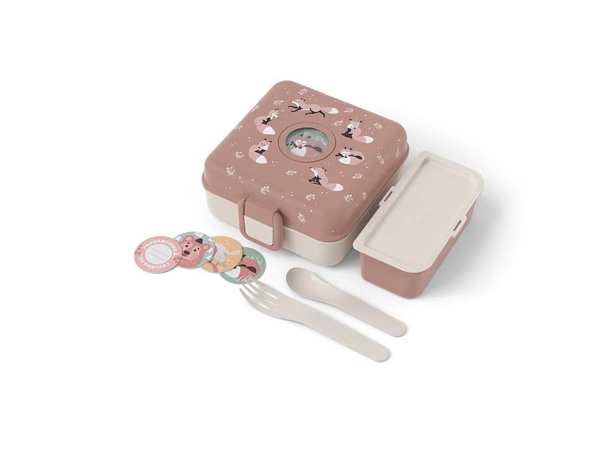 Monbento Snacky Fox - Boîte repas enfant plate 850 ml, Cannelle Rose