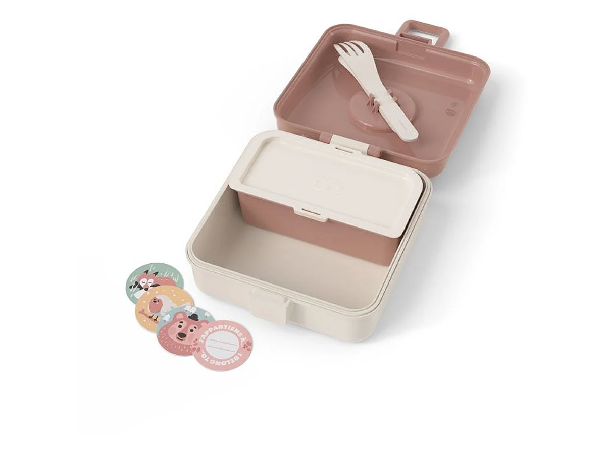 Monbento Snacky Fox - Boîte repas enfant plate 850 ml, Cannelle Rose