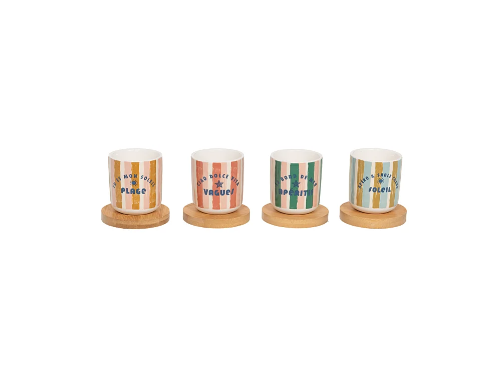 Coffret de 4 tasses et sous-tasses Beach Club 10 cl
