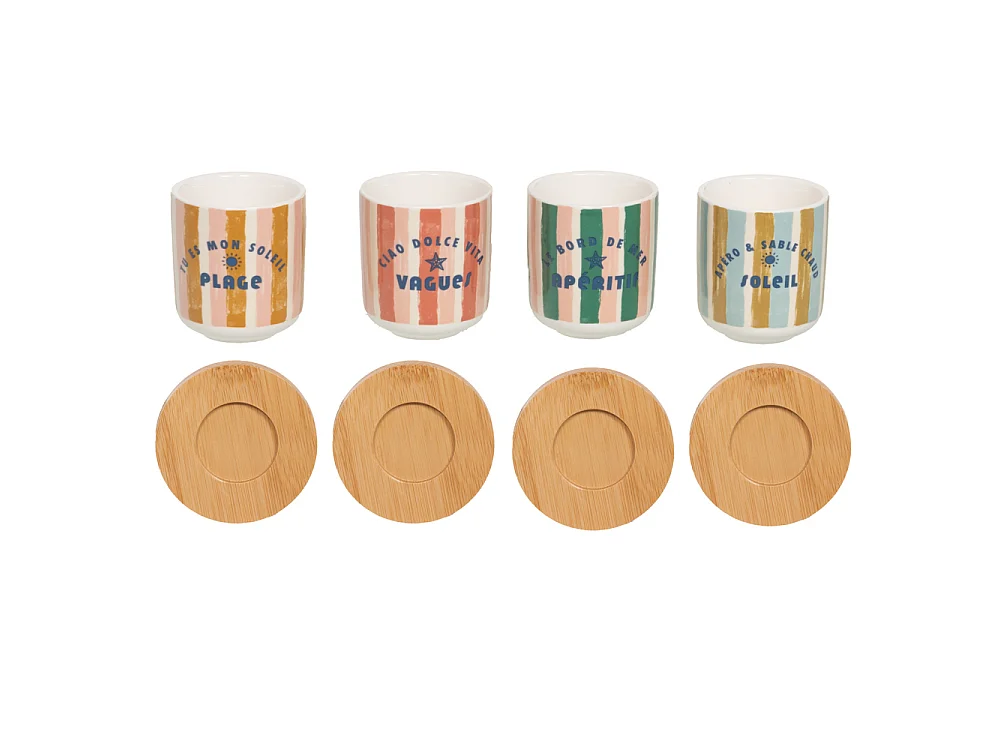 Coffret de 4 tasses et sous-tasses Beach Club 10 cl