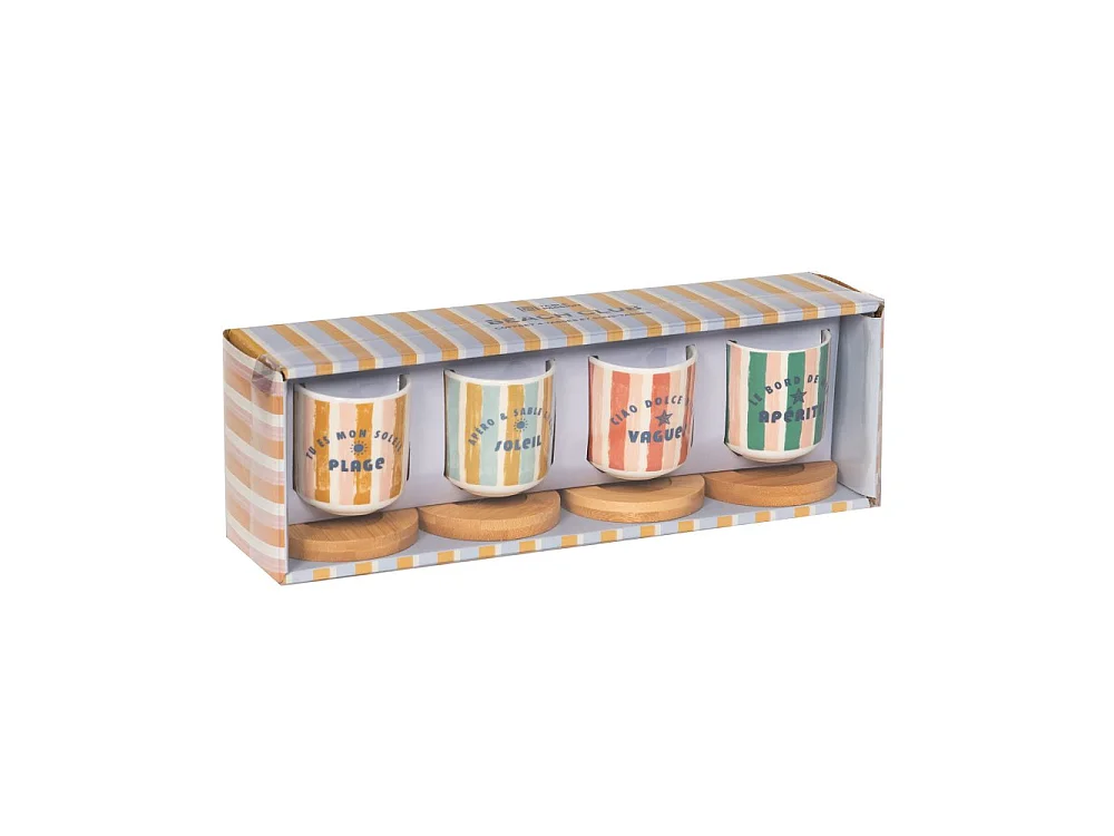 Coffret de 4 tasses et sous-tasses Beach Club 10 cl