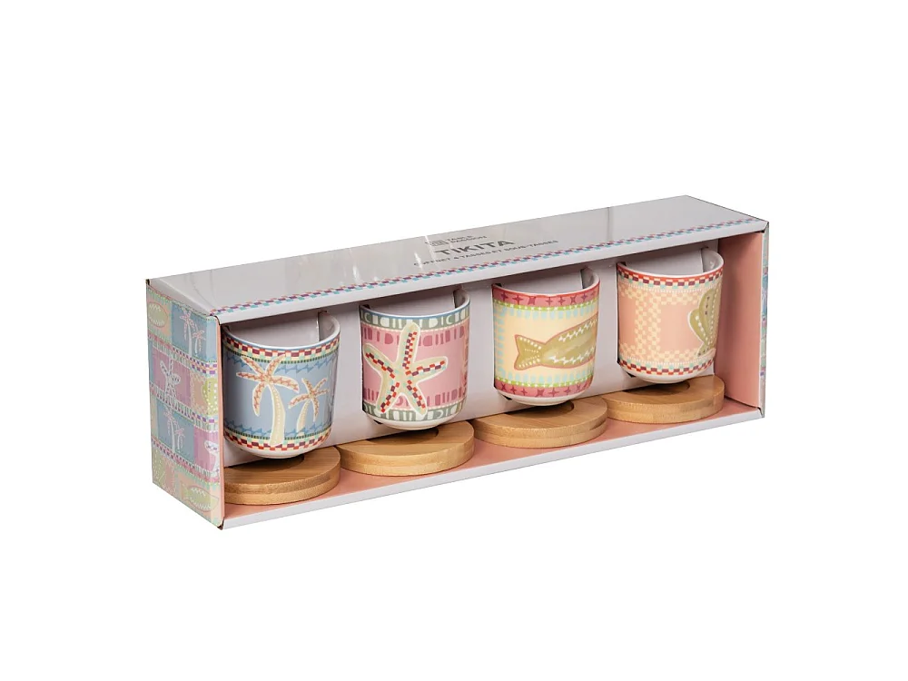 Coffret de 4 tasses et sous-tasses Tikita 10 cl
