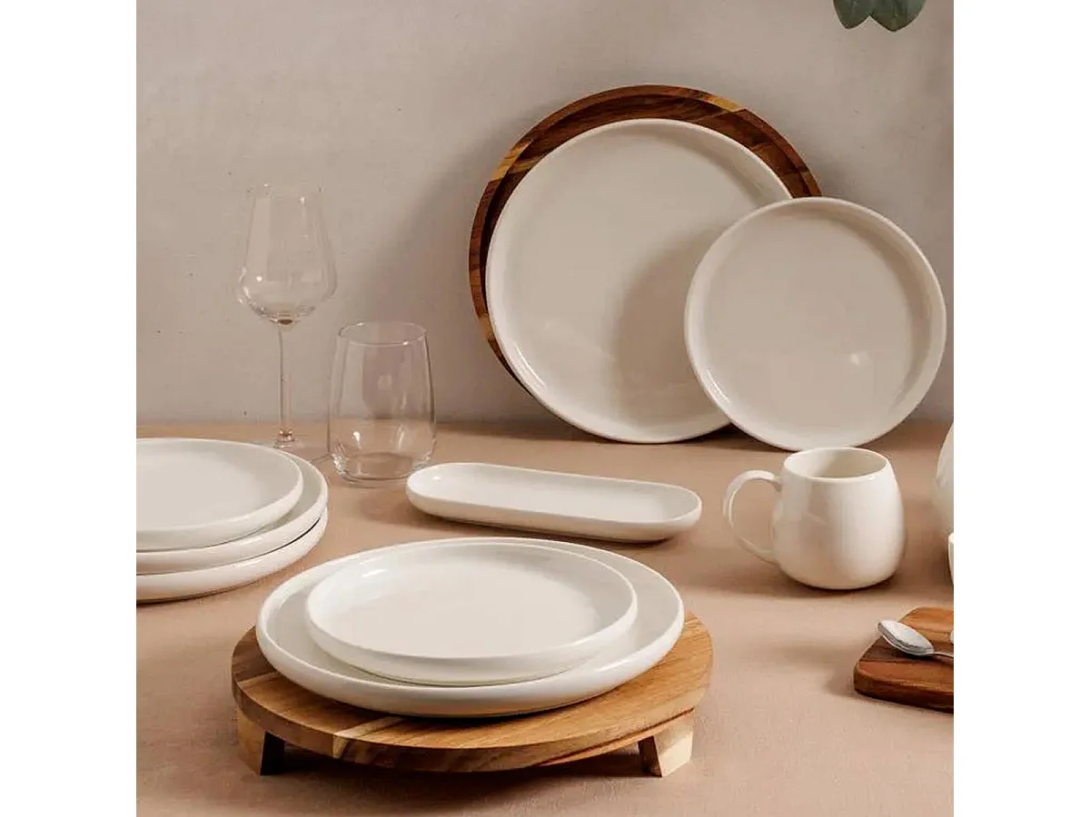 Lot de 6 Assiettes à Dessert "Nora" 21cm Blanc