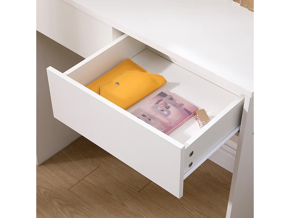 White Dressing Table with 9-Light Mirror and 2 Drawers