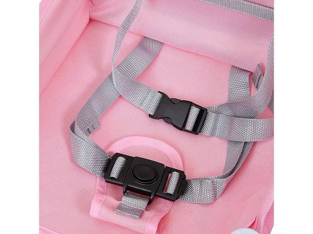 Pink Foldable Baby High Chair with Removable Tray and Carry Bag
