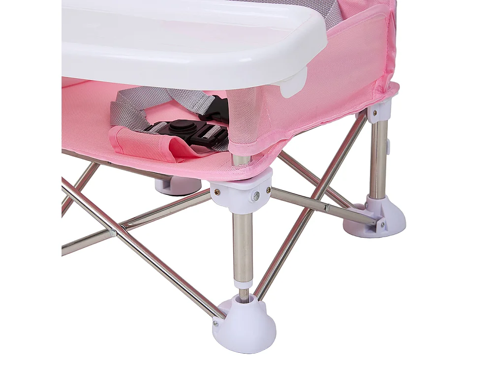 Pink Foldable Baby High Chair with Removable Tray and Carry Bag