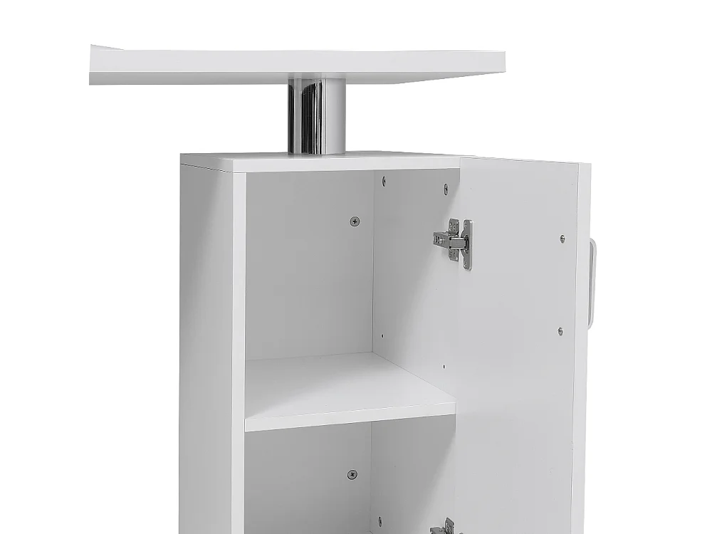 White Rolling Nail Table with Storage Cabinet and Wrist Rest