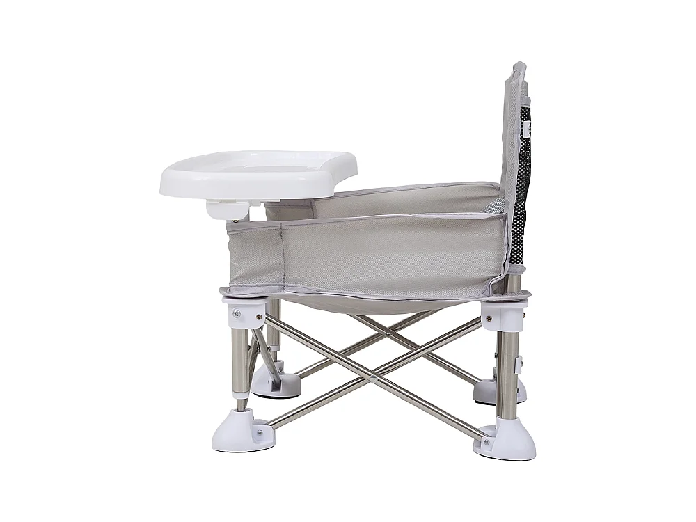Grey Foldable Baby High Chair with Removable Tray and Carry Bag