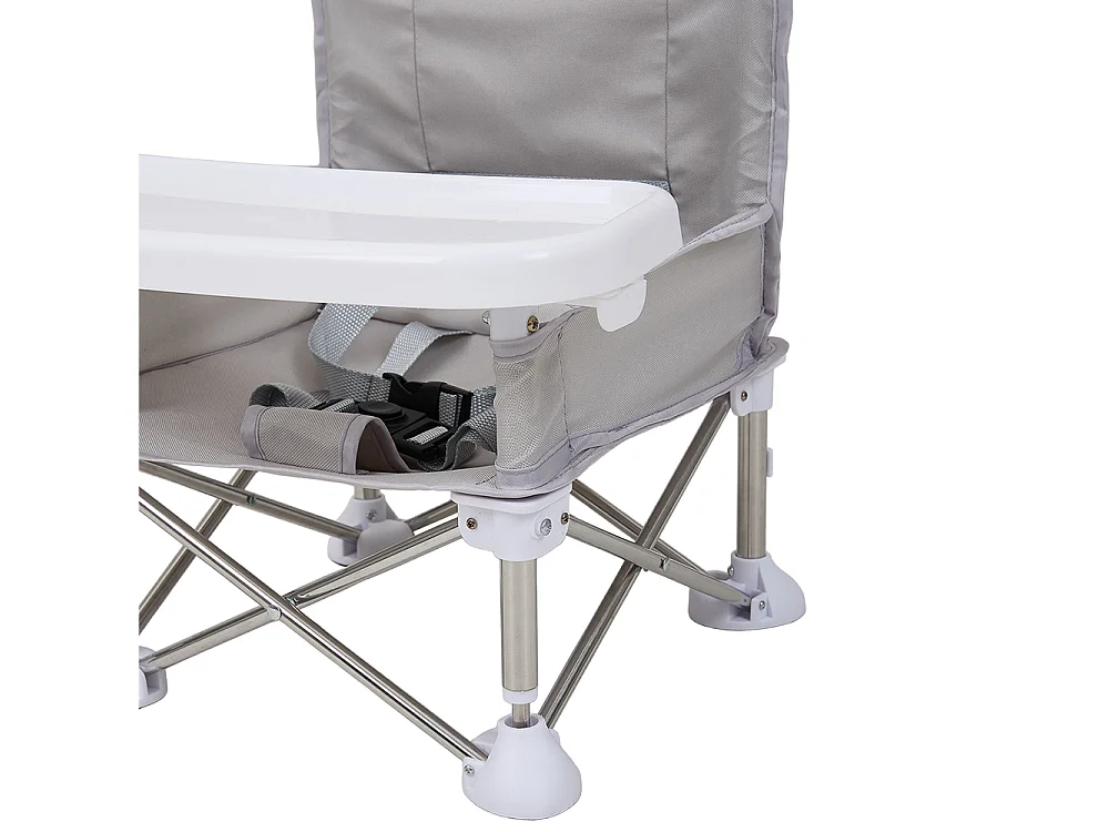 Grey Foldable Baby High Chair with Removable Tray and Carry Bag