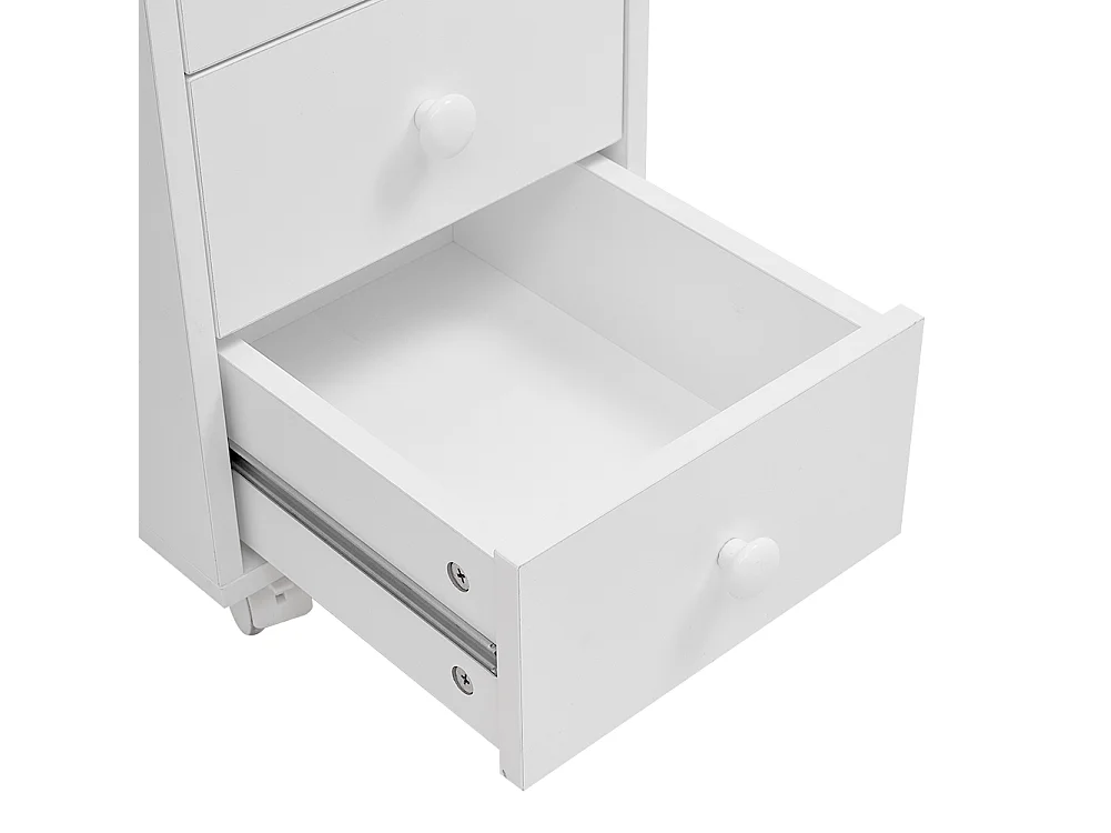 White Rolling Nail Table with 4 Drawers and Wrist Rest